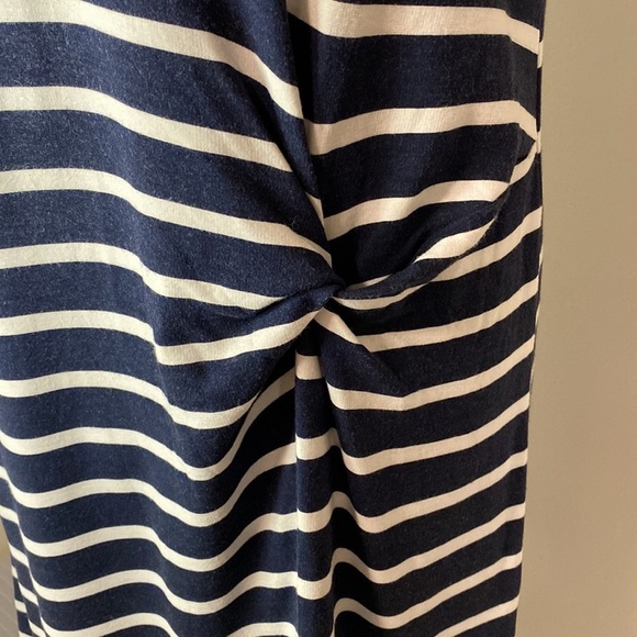 Banana Republic Twist Knot navy and white striped short sleeved tee dress size M - Picture 5 of 10